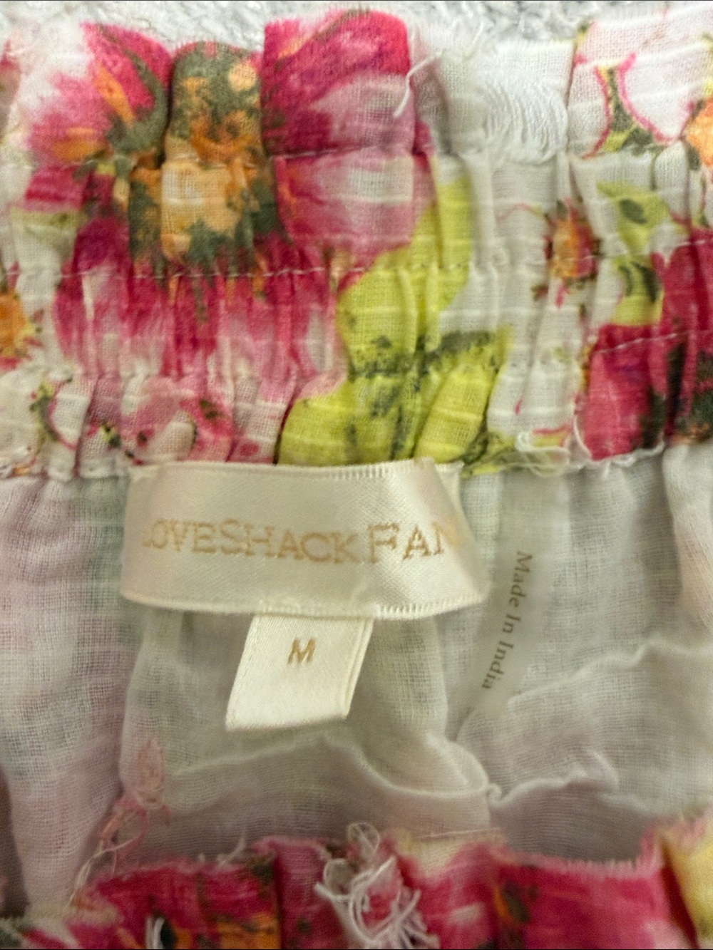 LoveShackFancy Floral Tiered Mini Skirt - Pink & Green on Cream - Picture 2 of 4